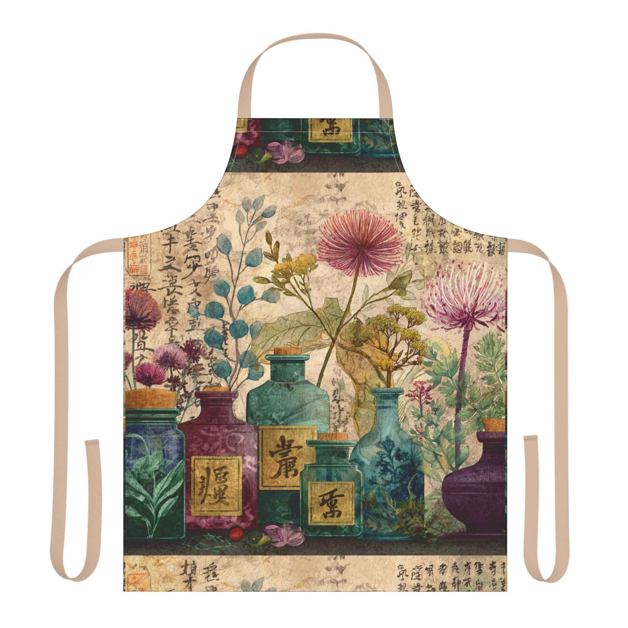 Japanese Botanical Art Apron, Colorful Kitchen Gift, Cooking Supplies, Gardening Apparel, Unique Hostess Present, Artisan Design